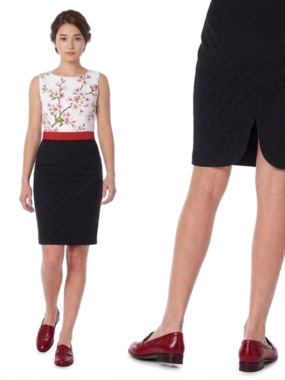 Black Pencil Skirt with Shaped Slit — Size EU38